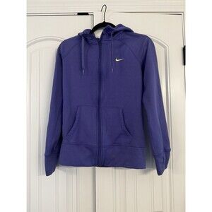 Nike Therma-FIT Purple Full Zip Hoodie Volt Swoosh Women’s Small, Neon Swoosh